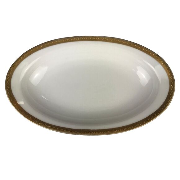O&EG Royal Austria Oval Serving Plate Celery Dish 8’’x4.75’’ White Gold Trim Vtg - Picture 2 of 7